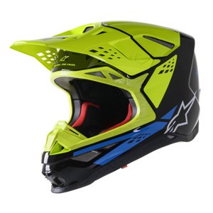 Moto prilba Alpinestars Supertech S-M8 Factory MIPS čierna/žltá fluo/modrá lesklá 2022 XS (53-54)