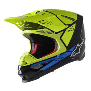 Moto prilba Alpinestars Supertech S-M8 Factory MIPS čierna/žltá fluo/modrá lesklá 2022 XL (61-62)