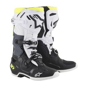 Moto topánky Alpinestars Tech 10 čierna/biela/žltá fluo 2022 čierna/biela/žltá fluo - 40,5