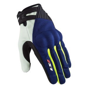 Pánske moto rukavice LS2 Dart 2 Blue H-V Yellow modrá/fluo žltá - M