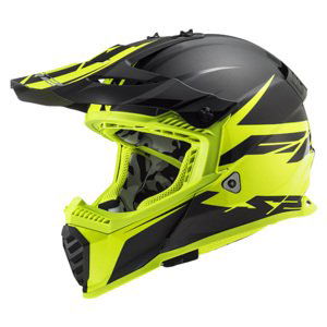 Moto prilba LS2 MX437 Fast Evo Roar Matt Black H-V Yellow - M (57-58)