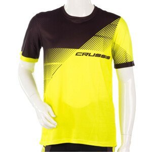 Pánske športové tričko s krátkym rukávom Crussis čierna/žltá fluo - 3XL