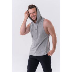 Pánske fitness tielko s kapucňou Nebbia 323 Light Grey - XL