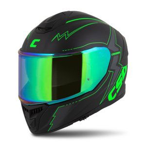 Moto prilba Cassida Integral GT 2.1 Flash čierna matná/zelená fluo/tmavo šedá 3XL (65-66)