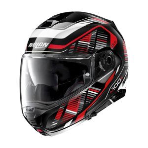 Moto prilba Nolan N100-5 Plus Starboard N-Com P/J Glossy Black-Red - M (57-58)