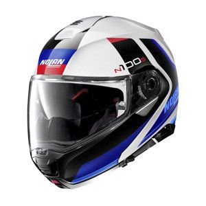 Moto prilba Nolan N100-5 Hilltop N-Com P/J Metal White-Blue - S (55-56)