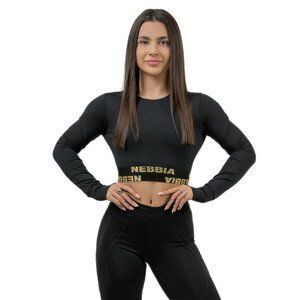 Dámsky crop top s dlhým rukávom Nebbia INTENSE Perform 839 Black/Gold - L