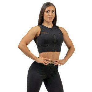 Dámsky crop top s vysokou podporou Nebbia INTENSE Mesh 842 Black/Gold - XS