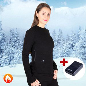 Dámske vyhrievané tričko W-TEC Insulong Lady s 10 000 mAh powerbankou čierna - XL