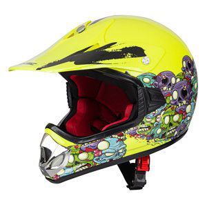 Detská moto prilba W-TEC V310 Zombie Neon Green - XL (55-56)