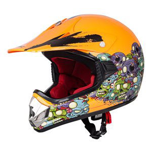 Detská moto prilba W-TEC V310 Zombie Neon Orange - M (51-52)