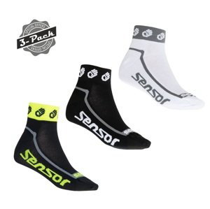 SENSOR PONOŽKY 3-PACK RACE LITE SMALL HANDS čierna/biela/ref.žltá Veľkosť: 3/5 ponožky