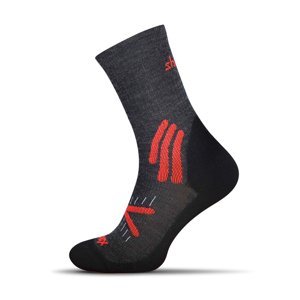 Merino Hiking ponozky - sivo - červená, S (38-40)
