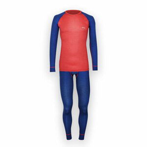 Pánsky merino set – tričko a spodky - tmavo modrá / červená, XXL - Large