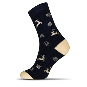 Vianočné termo ponožky - tmavo modrá, S (37-40)