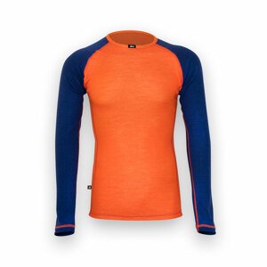 Pánske merino tričko - tmavo modrá / oranžová, M - Medium