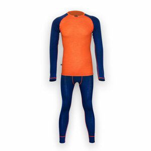 Pánsky merino set – tričko a spodky - tmavo modrá / oranžová, M - Medium
